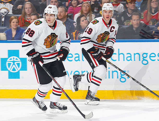 Patrick Kane and Jonathan Toews of the Chicago Blackhawks